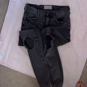 Free people distressed black skinny jeans